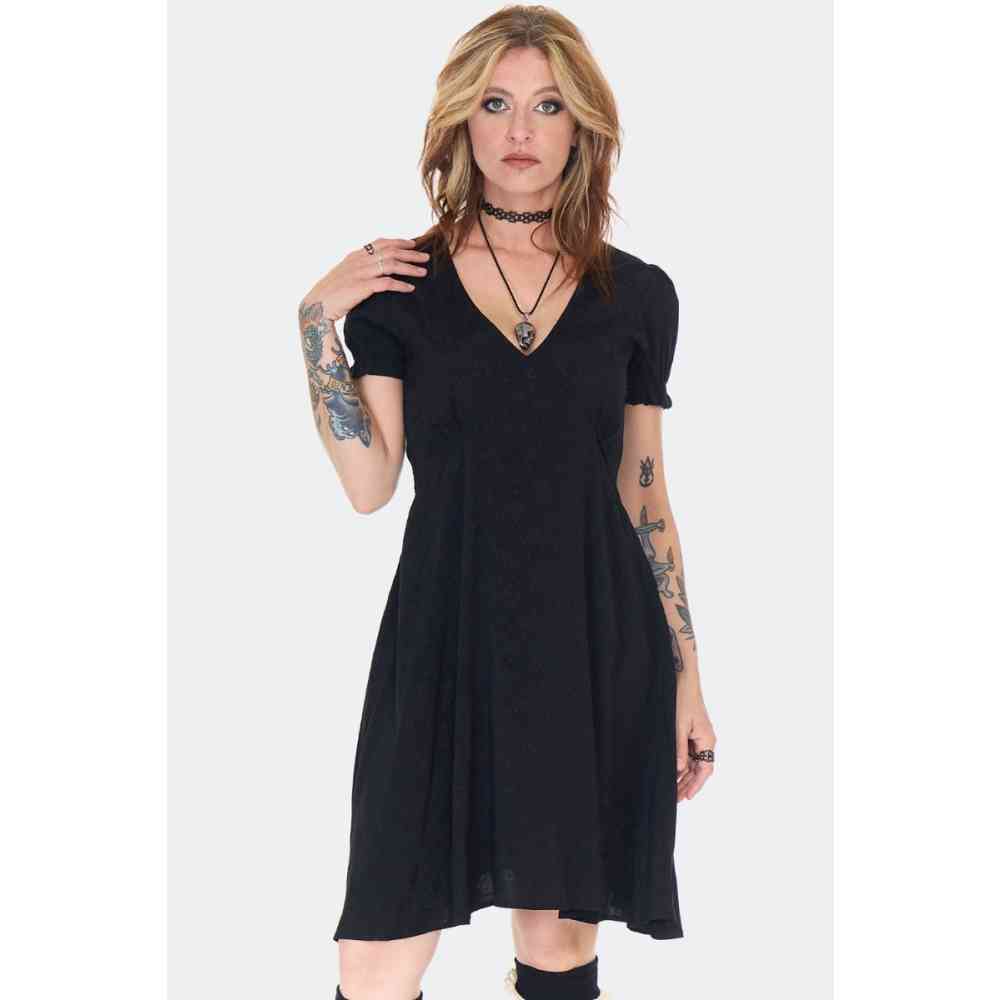 Jawbreaker - Jacquard Mini Babydoll Mini jurk - Zwart